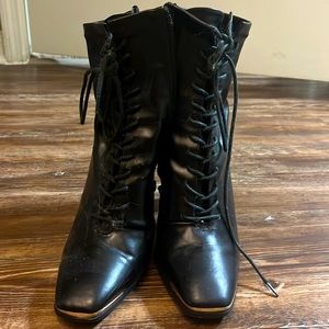High heel black boots